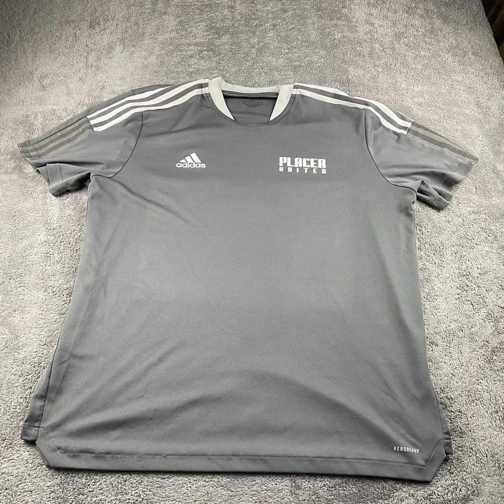 Adidas‎ Primegreen Training Jersey Mens XL Gray Short Sleeve Placer United